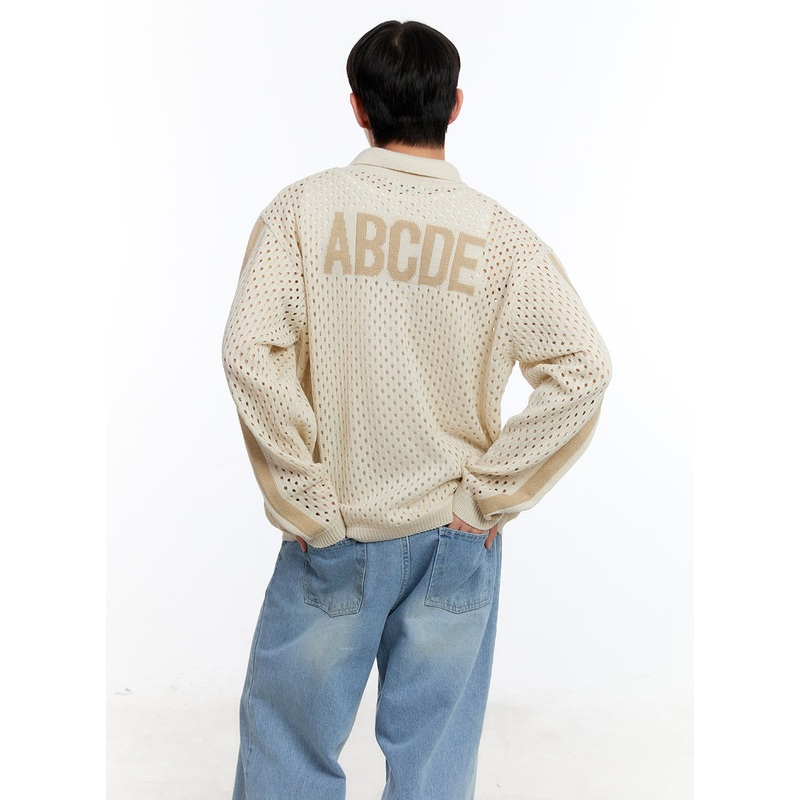 Mens Summer Zip-Up Sweater IY530 Light beige M/L