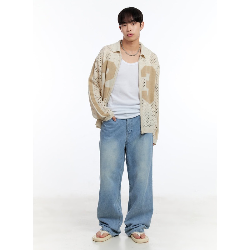 Mens Wide-Leg Jeans (Light Blue) IY530 Light blue S