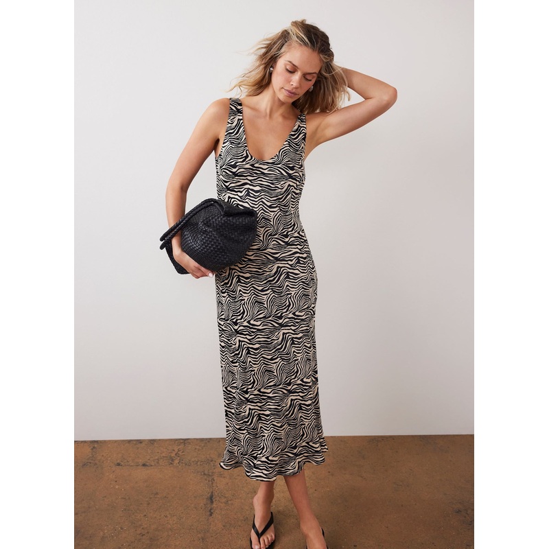 Zebra Print Satin Slip Dress XS