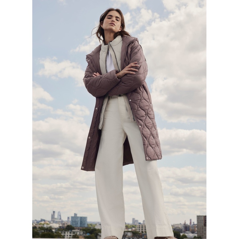 Brown Double Layer Quilted Coat XS