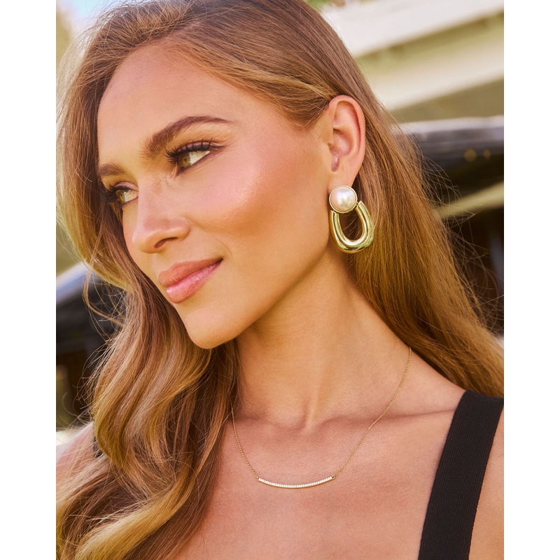 Calena Pearl Door Knocker Earrings Gold O/S