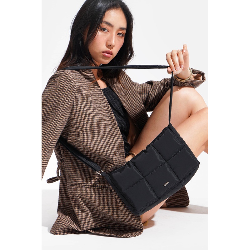 Easy Clean Nylon Padded Sling Bag Black Free Size