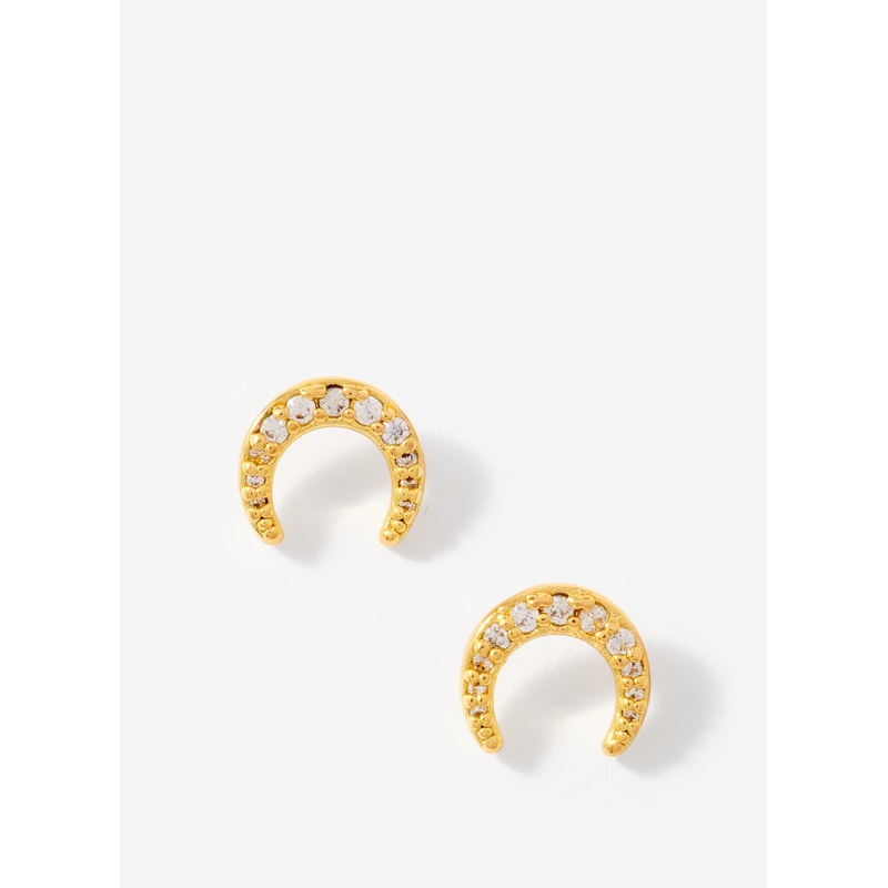 Gold Plated Moon Studs ONE SIZE