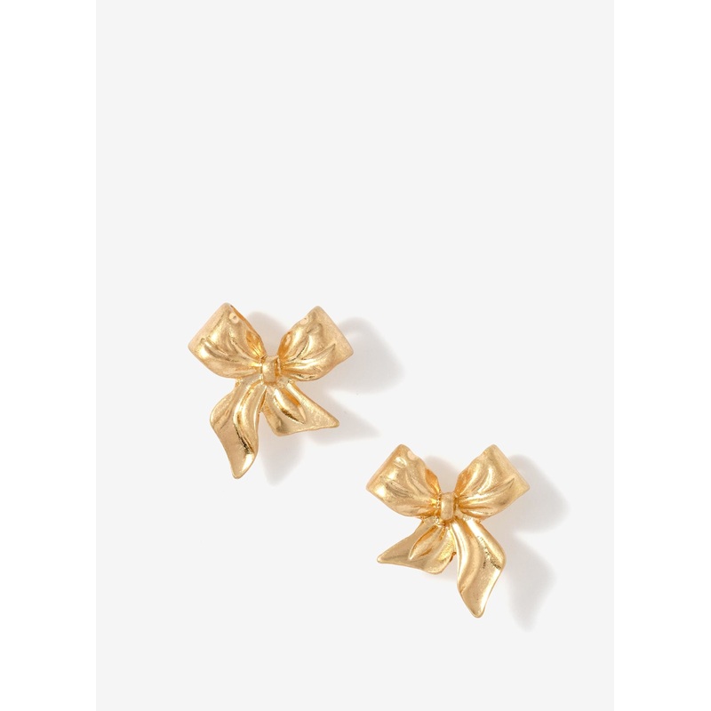Gold Tone Bow Earrings ONE SIZE