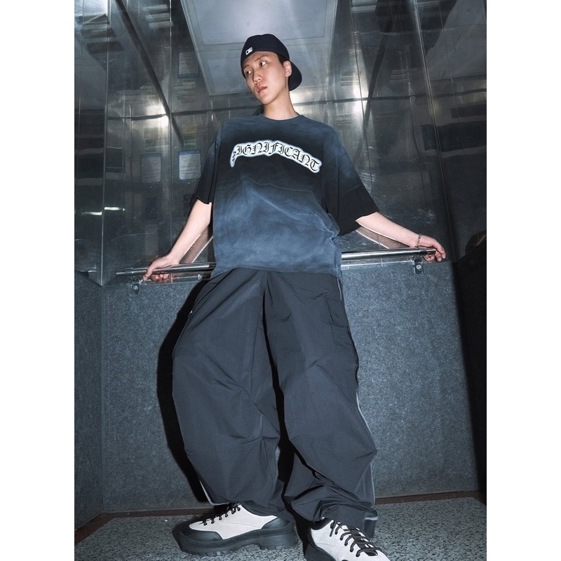 Mens Cargo Balloon-Fit Windbreaker Pants (Black) IU503 Black M/L