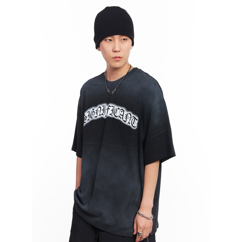 Mens Gradient Street Graphic T-Shirt IU503 Black M/L