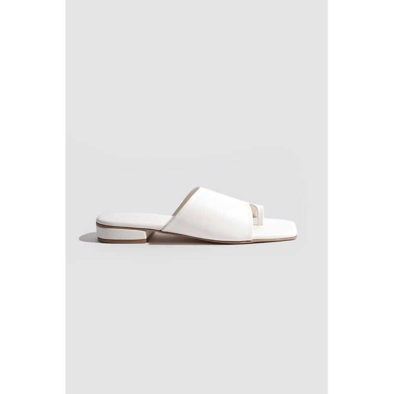 Toe Strap Square Toe Sandals White 5
