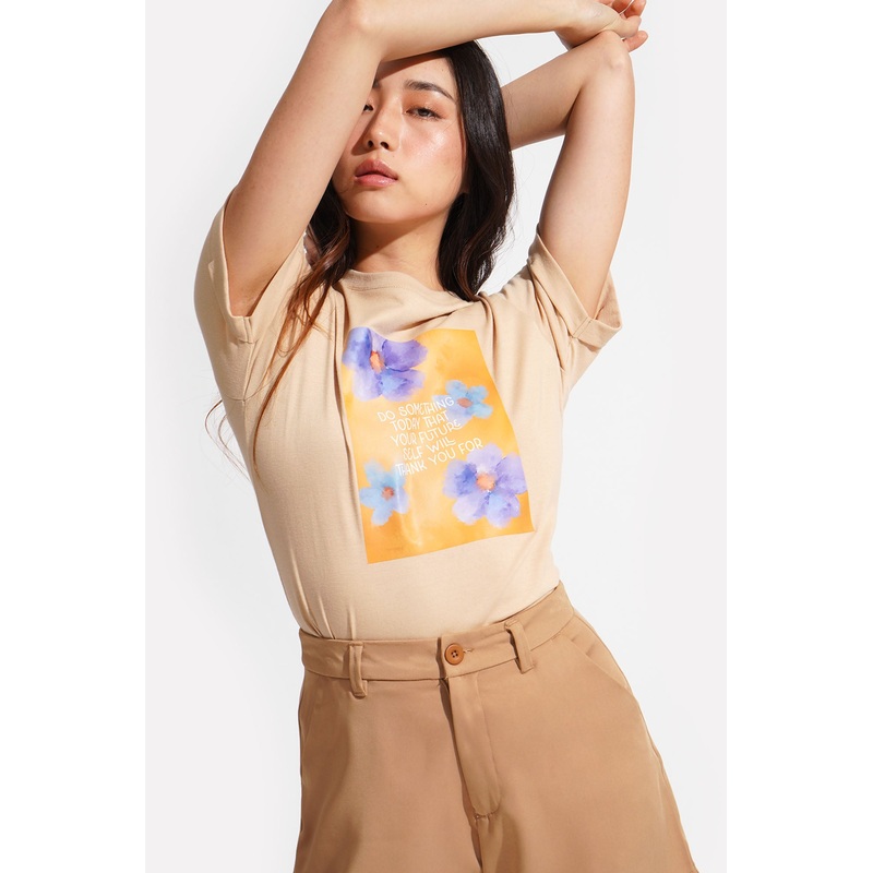 Dear Me: Do Something Today Graphic Tee Tan Extra Small