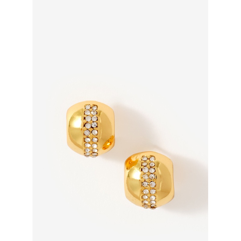 Gold Plated Pave Dome Earrings ONE SIZE