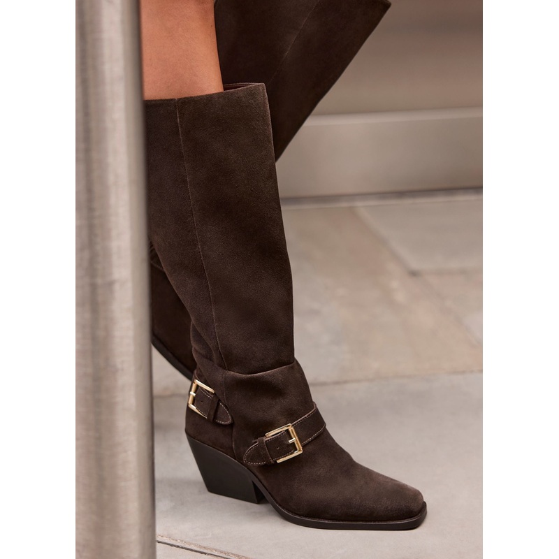 Leah Brown Suede Knee High Boots 3 UK 36 EU