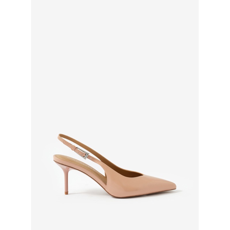 Lya Neutral Leather Sling Back Heels 3 UK 36 EU