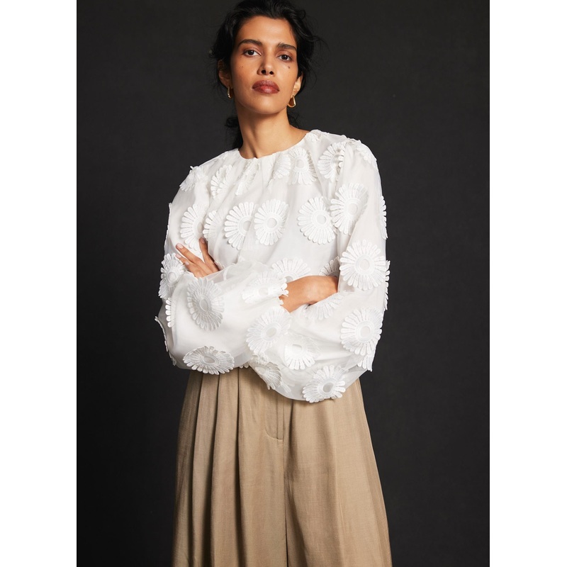 White Floral Applique Top 06