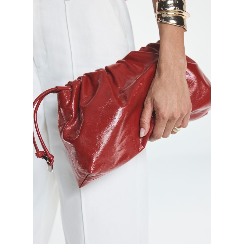 Astra Red Leather Clutch Bag ONE SIZE