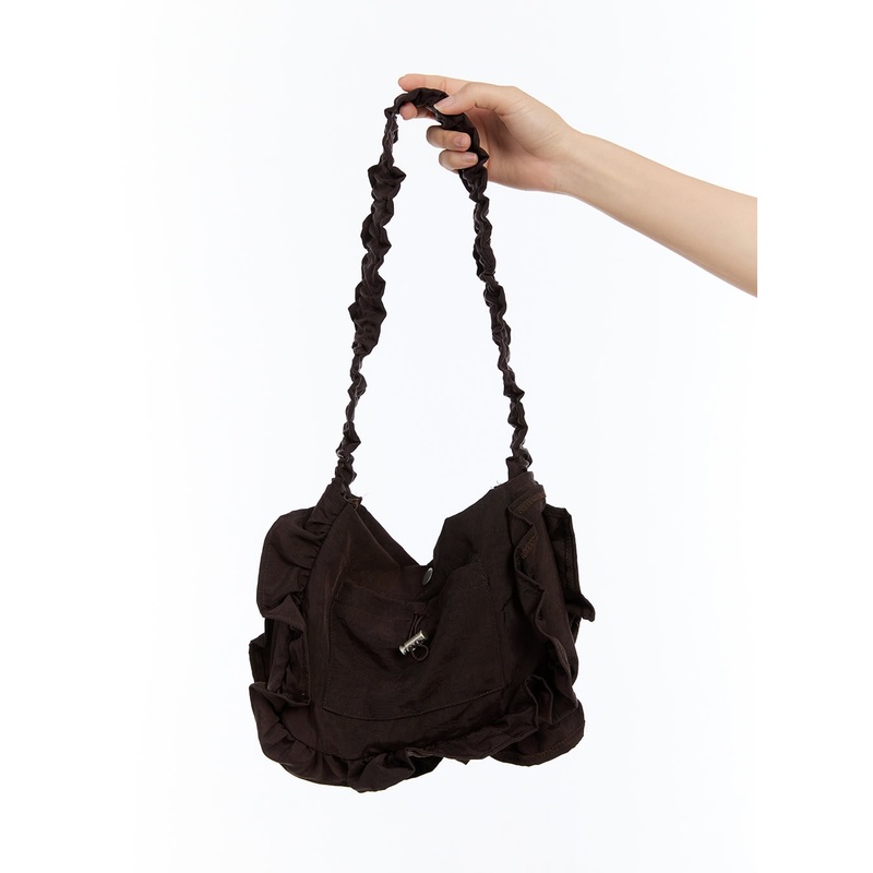Frill Shoulder Bag IU509 Dark brown One Size