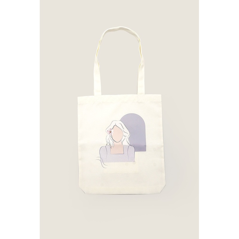 Graphic Canvas Tote Bag Off White Free Size