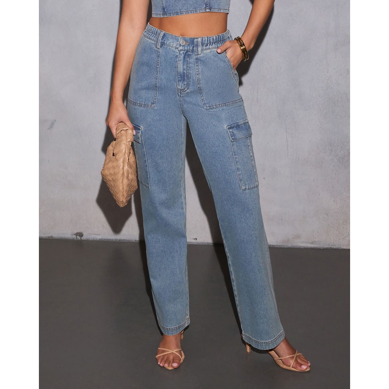 Mayde Wide Leg Cargo Jeans Dark Denim XS