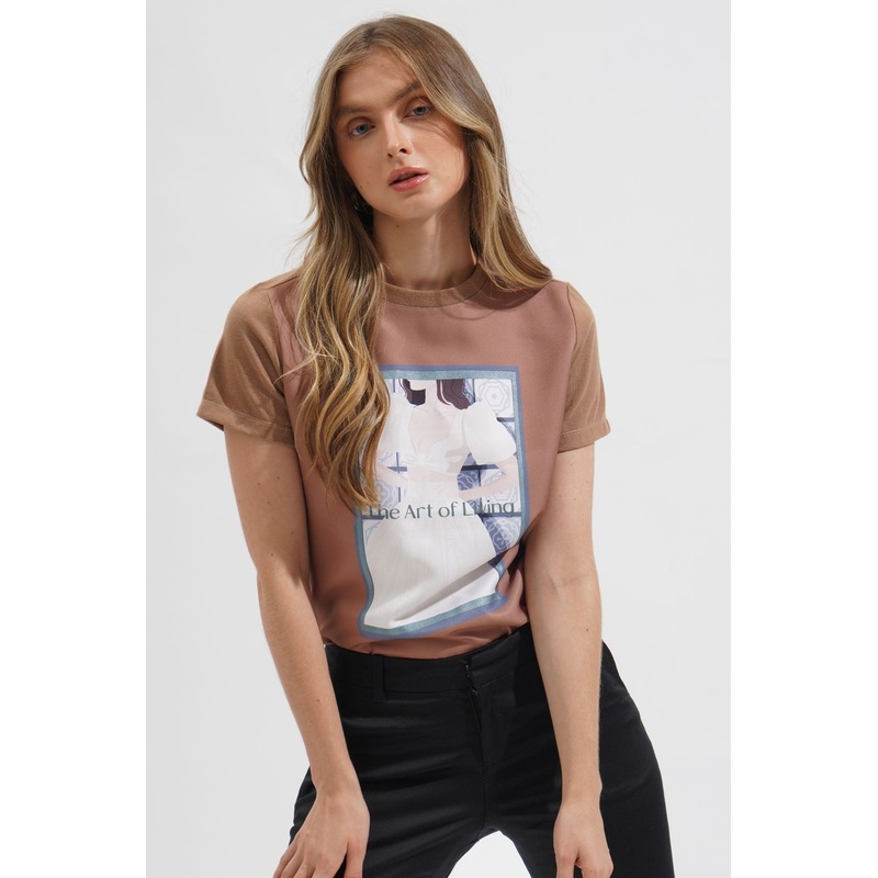 The Art Of Living Graphic Tee Bronze Brown Extra Small