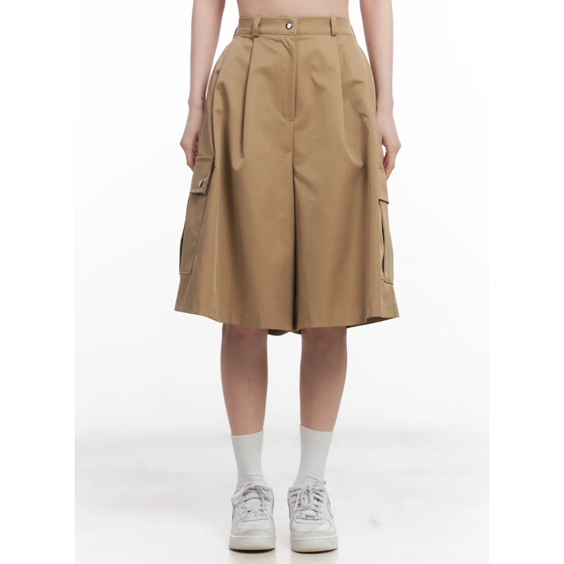 Wide-Leg Cargo Shorts CU510 Beige S/M