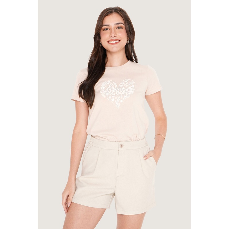 Amour Graphic Tee Tan Extra Small