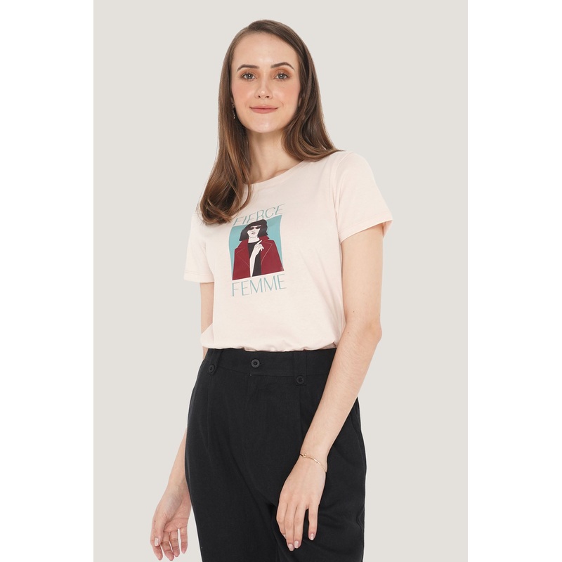 Fierce Femme Graphic Tee Tan Extra Small