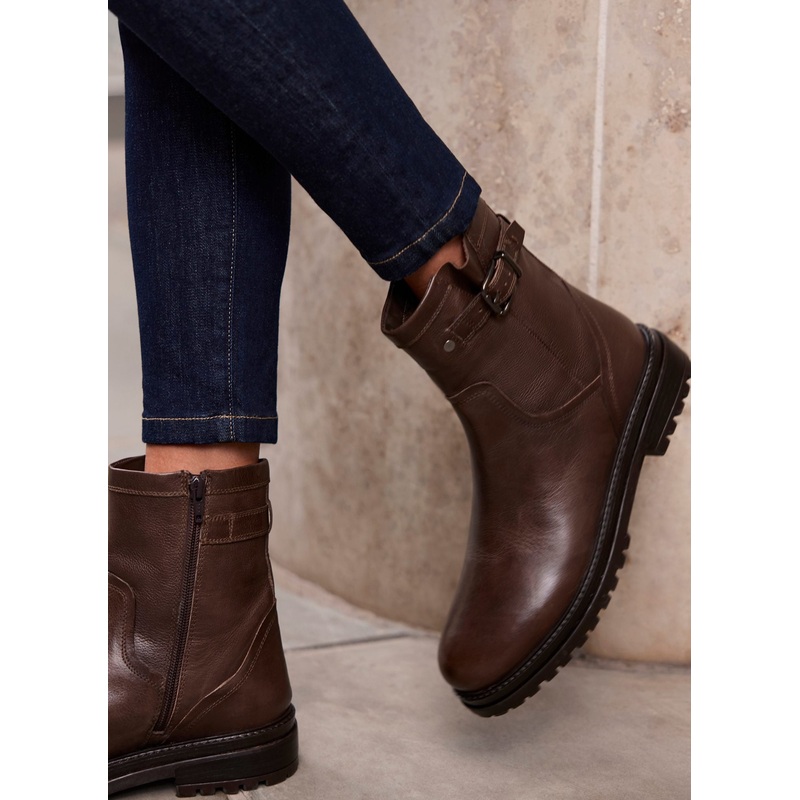 Gia Brown Leather Biker Ankle Boots 3 UK 36 EU