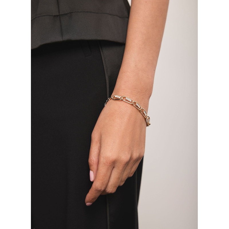 Gold Tone Diamante Link Bracelet ONE SIZE