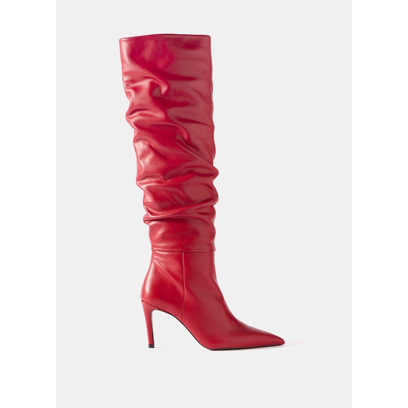 Hazel Red Leather Knee High Boots 3 UK 36 EU