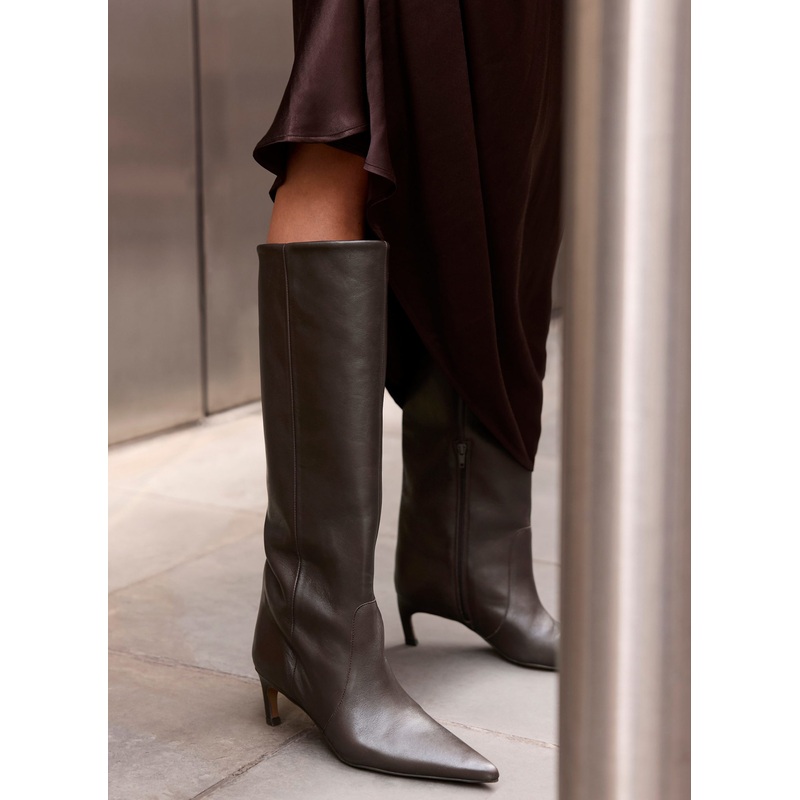 Piper Brown Leather Knee High Boots 3 UK 36 EU