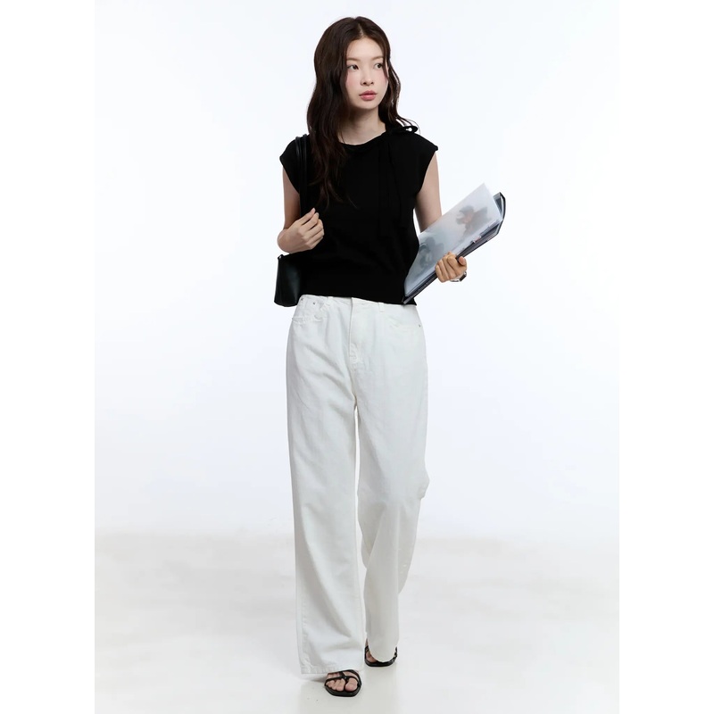 Solid Wide-Fit Pants CU513 White S