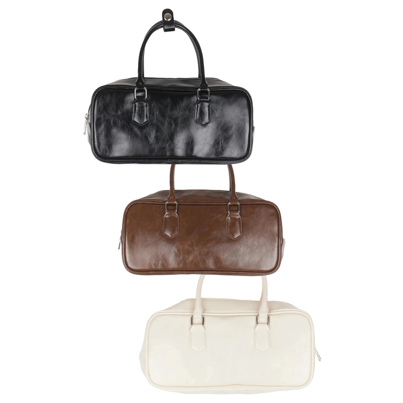 Chic Faux Leather Shoulder Bag IU512 Light beige One Size