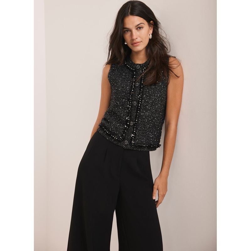 Black Embellished Sleeveless Top XS