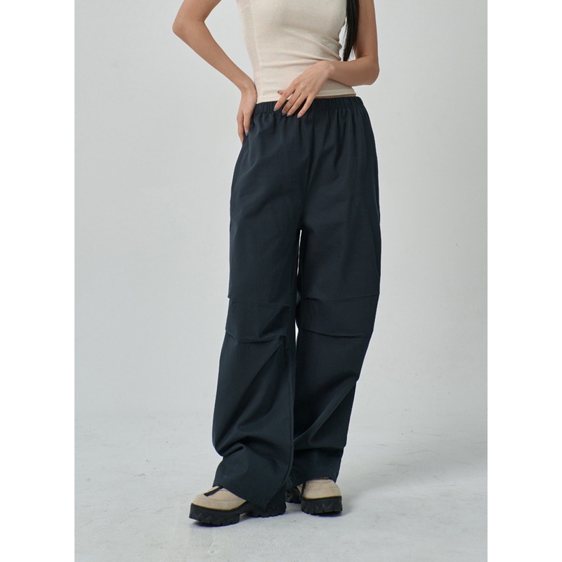 Drawstring Wide Track Pants IF314 Light beige S/M