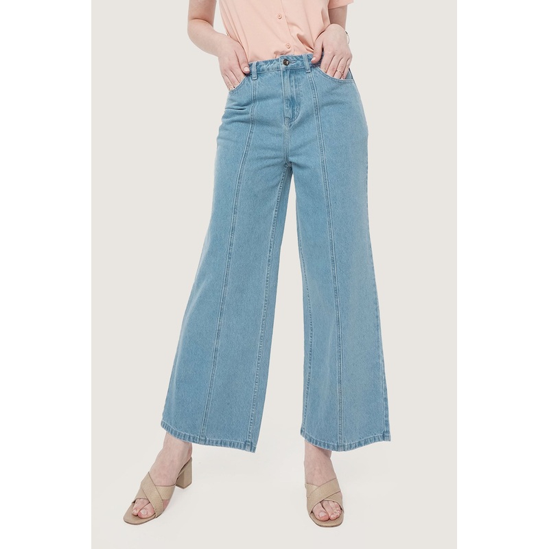 Full Length Wide Leg Jeans Light Blue Waist 26