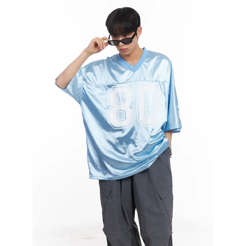 Men’s Oversized V-Neck Jersey IU518 White M/L