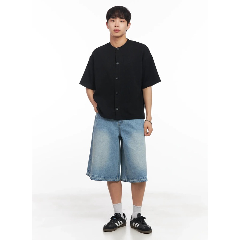 Men’s Short-Sleeve Buttoned Sweater IU518 Dark green M/L