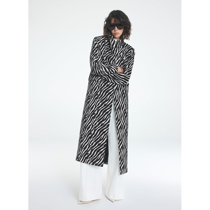 Zebra Print Maxi Coat XS