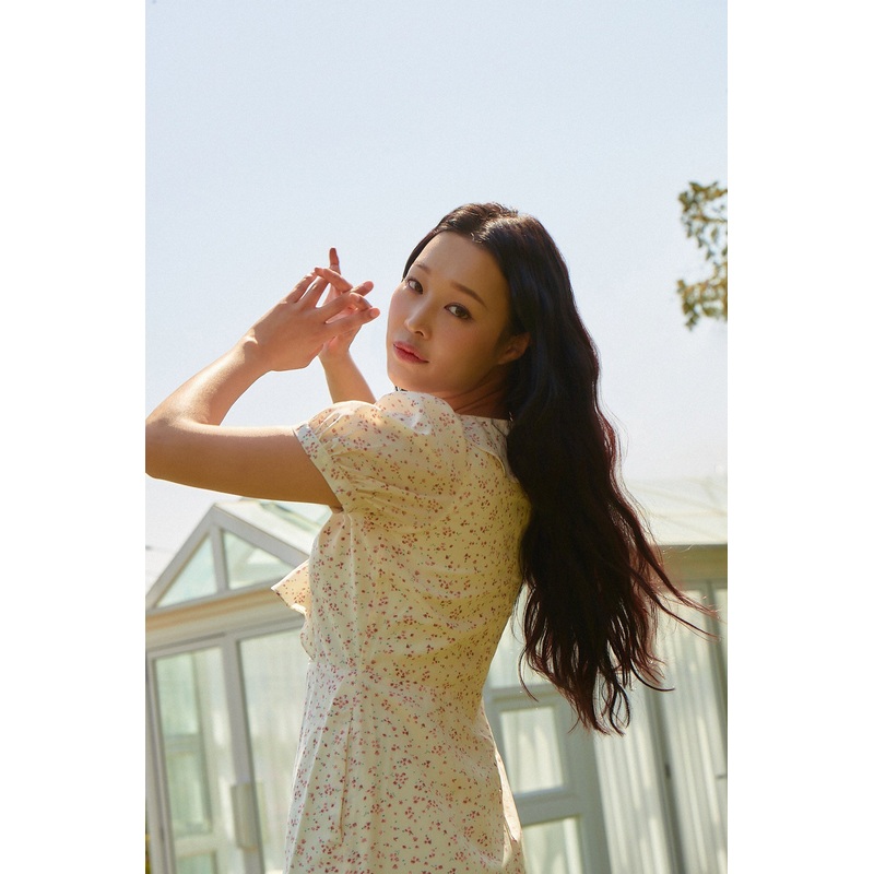 All Over Print Fit and Flare Ruffle Neck Dress Off White Extra Small