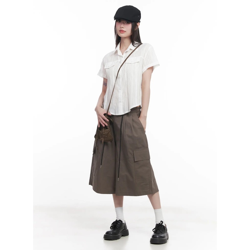 Baggy Pocketed Cargo Shorts CU518 Dark beige M/L