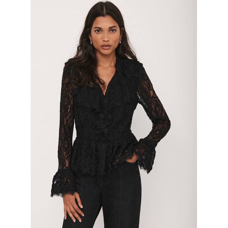 Black Lace Embroidered Blouse 06