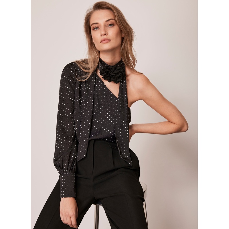 Black Polka Dot Blouse XS