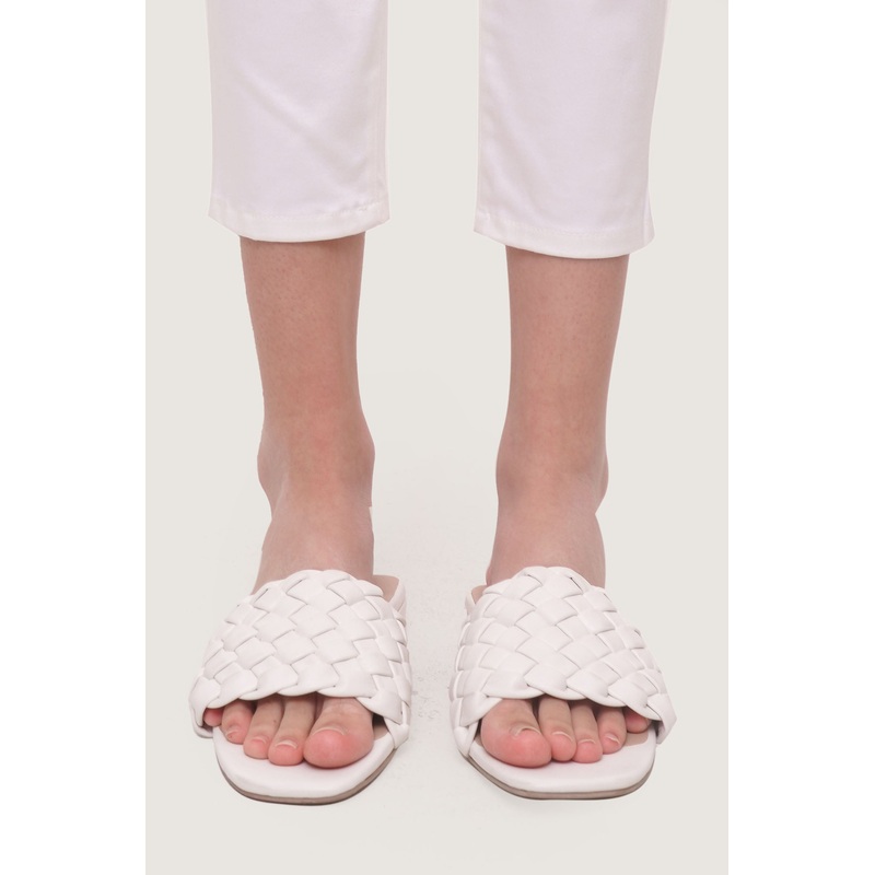 Braided Band Sandals White 5