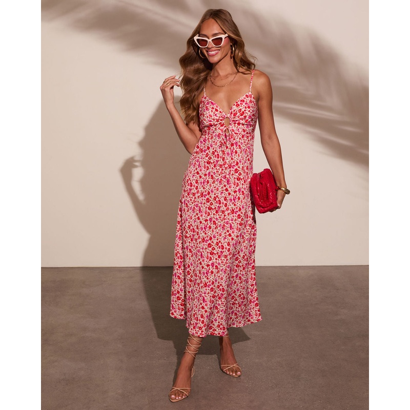 Day Date Cut Out Floral Maxi Dress Red Multi S