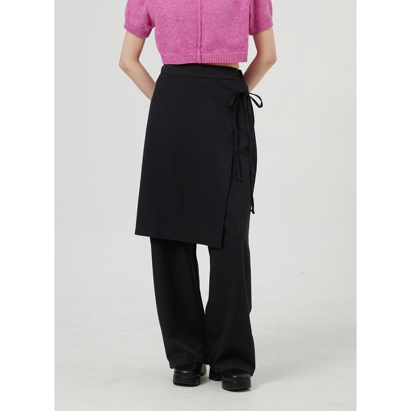 Wrapped Skirt Wide Leg Pants OF324 Light gray S/M