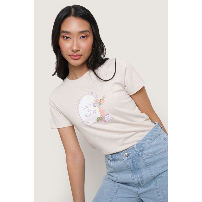Believe In Yourself Graphic Tee Wheat Extra Small