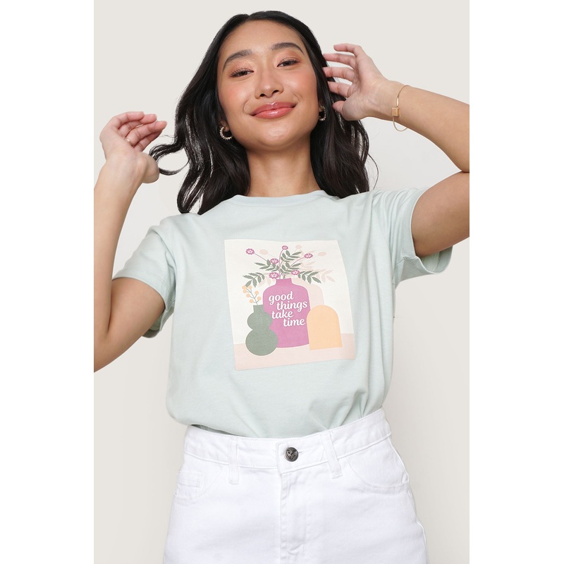 Good Things Take Time Graphic Tee Basil Extra Small