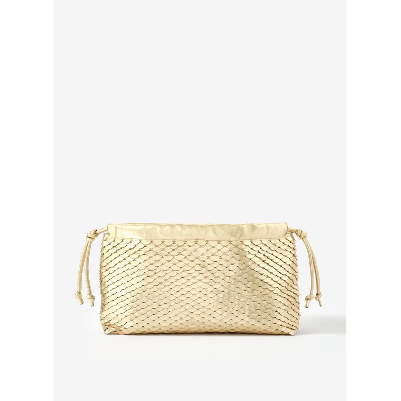 Astra Gold Textured Leather Clutch Bag ONE SIZE