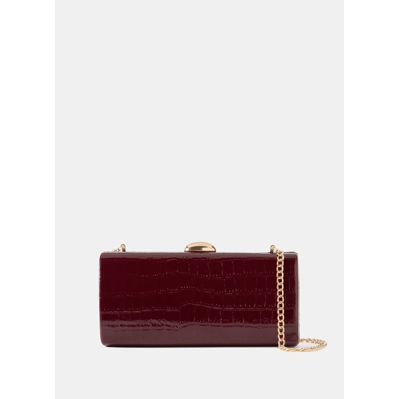 Hope Burgundy Structured Clutch Bag ONE SIZE