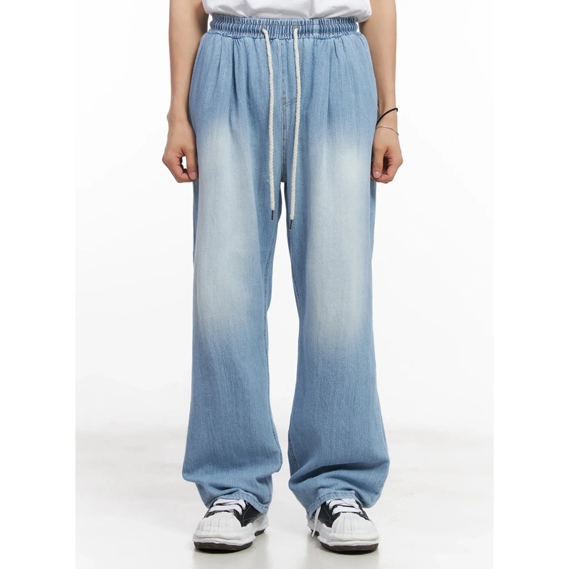 Men’s Adjustable Linen Denim Pants (Light blue) IU519 Light blue S