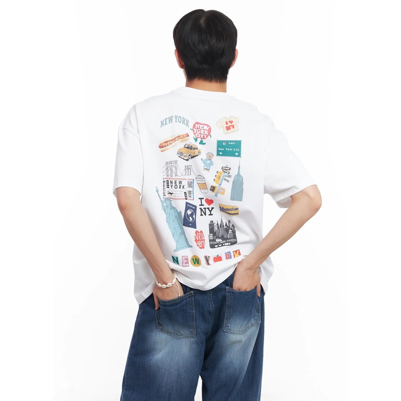 Men’s New York Graphic T-Shirt IU519 White M/L
