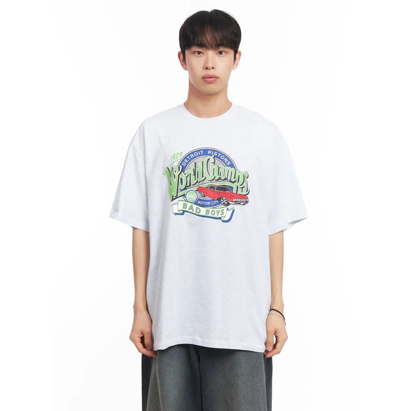 Men’s Oversized Graphic Tee IU519 Dark blue M/L